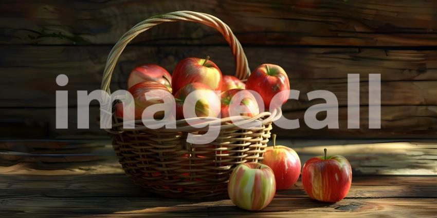 Harvest Bounty: A Basket Overflowing with Fresh, Red Apples
