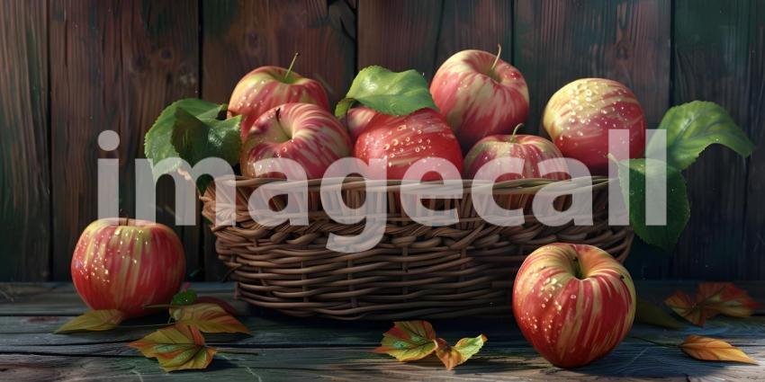 Harvest Bounty: A Basket Overflowing with Fresh, Red Apples