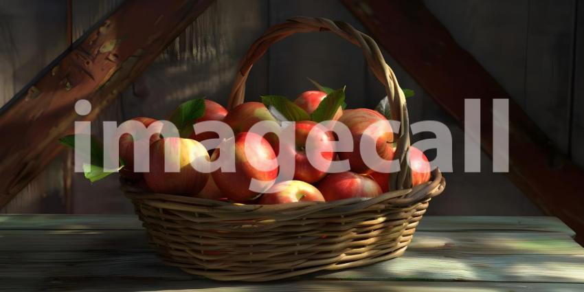 Harvest Bounty: A Basket Overflowing with Fresh, Red Apples