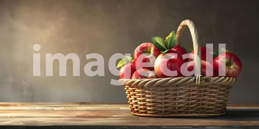 Harvest Bounty: A Basket Overflowing with Fresh, Red Apples