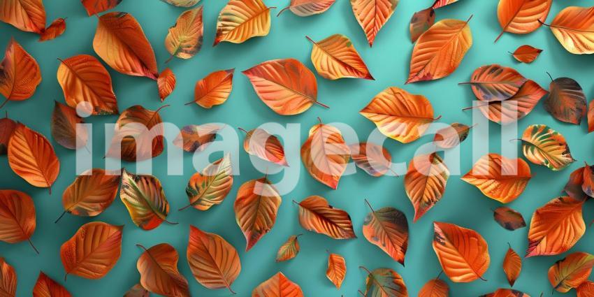 Autumnal Tapestry: A Bed of Vibrant Red and Orange Leaves