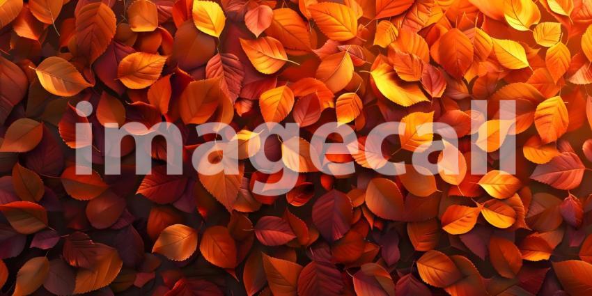 Autumnal Tapestry: A Bed of Vibrant Red and Orange Leaves