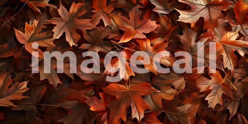 Autumnal Tapestry: A Bed of Vibrant Red and Orange Leaves