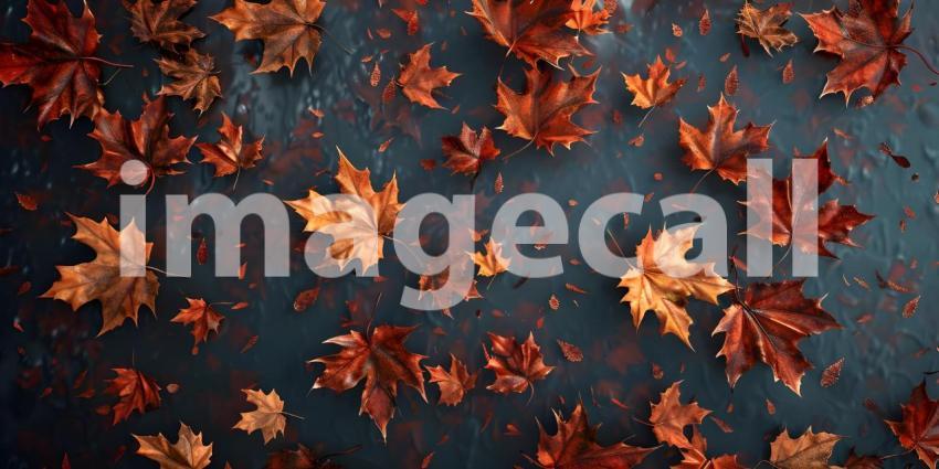 Autumnal Tapestry: A Bed of Vibrant Red and Orange Leaves