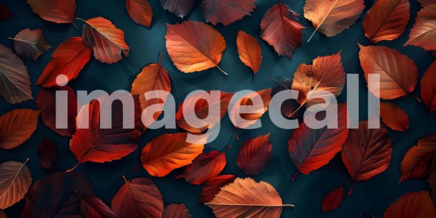 Autumnal Tapestry: A Bed of Vibrant Red and Orange Leaves