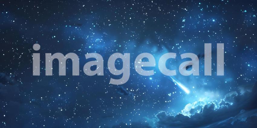 Celestial Symphony: A Starry Night Sky with a Shooting Star and Wispy Clouds