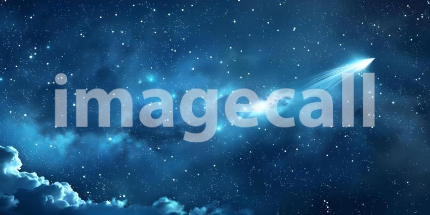 Celestial Symphony: A Starry Night Sky with a Shooting Star and Wispy Clouds