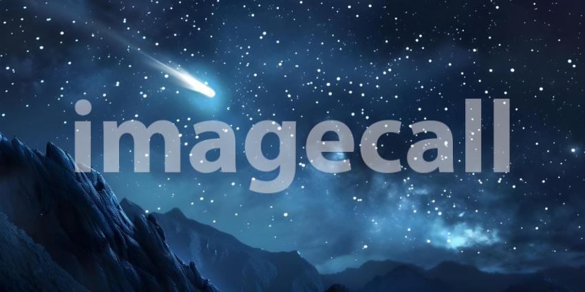 Celestial Symphony: A Starry Night Sky with a Shooting Star and Wispy Clouds