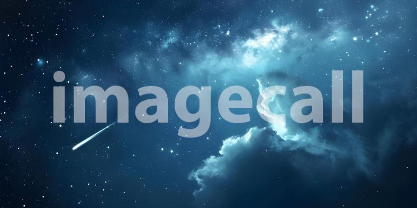 Celestial Symphony: A Starry Night Sky with a Shooting Star and Wispy Clouds