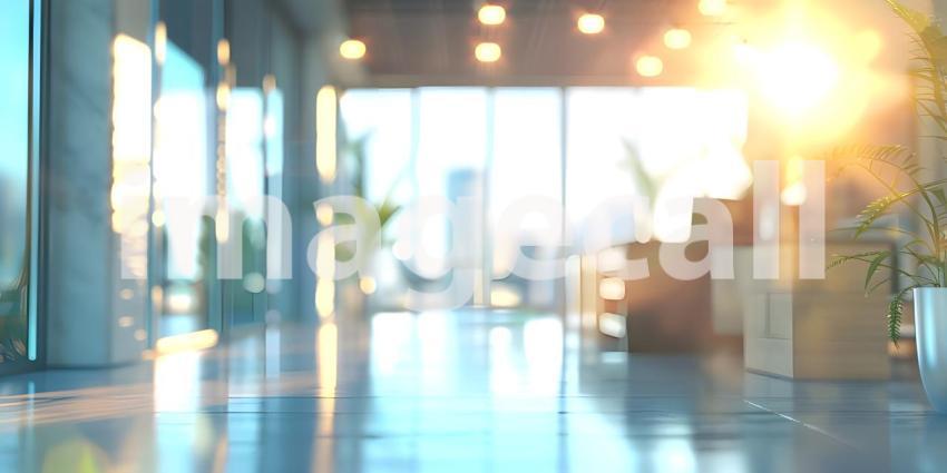 Modern Office with Sunlit View: A Bright and Productive Workspace