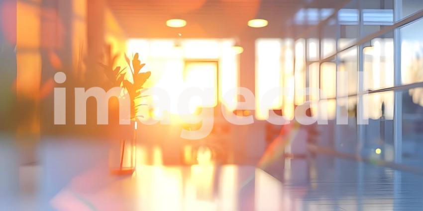 Modern Office with Sunlit View: A Bright and Productive Workspace