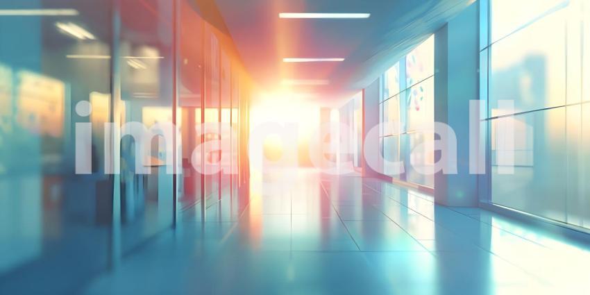 Modern Office with Sunlit View: A Bright and Productive Workspace