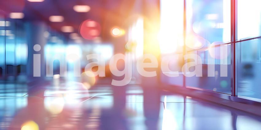 Modern Office with Sunlit View: A Bright and Productive Workspace