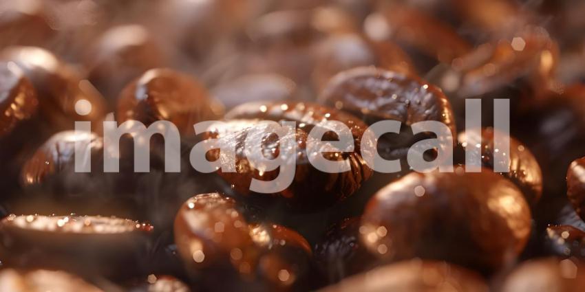 Coffee Plantation Paradise: A Lush Landscape with Ripe Beans and Morning Sunlight