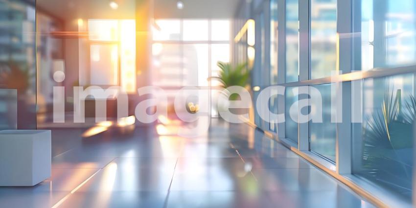 Modern Office with Sunlit View: A Bright and Productive Workspace