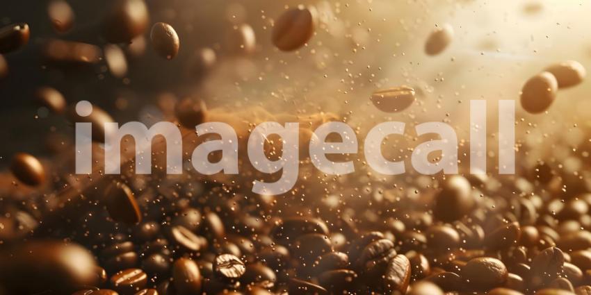 Coffee Plantation Paradise: A Lush Landscape with Ripe Beans and Morning Sunlight