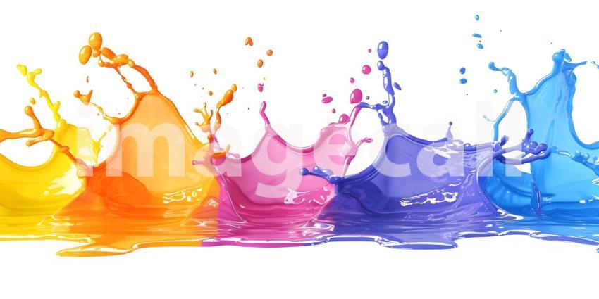 A Symphony of Colors: A Dynamic Splash of Blue, Orange, and Purple Paint