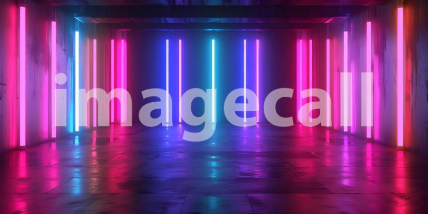 Neon Dreams: A Futuristic Corridor Illuminated by Vibrant Lights