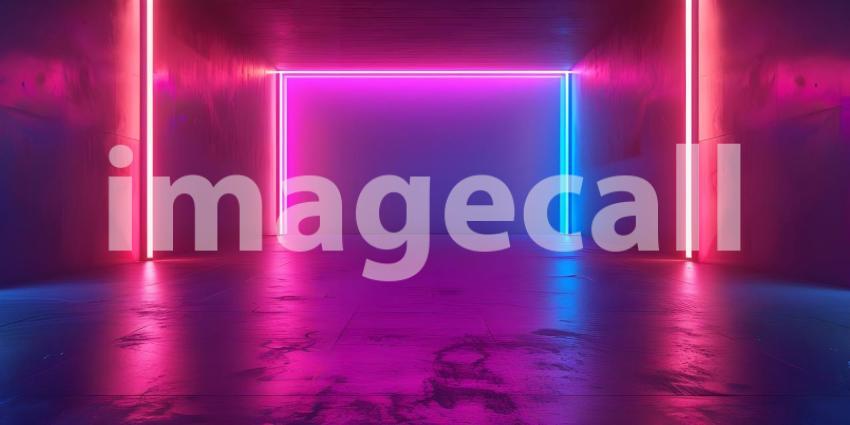 Neon Dreams: A Futuristic Corridor Illuminated by Vibrant Lights