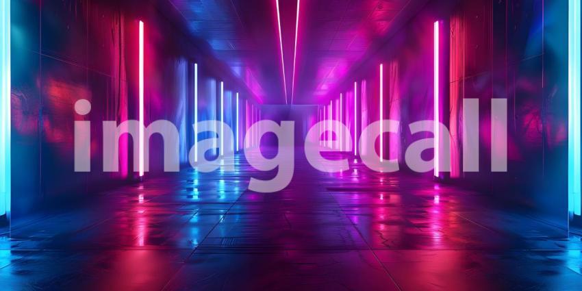 Neon Dreams: A Futuristic Corridor Illuminated by Vibrant Lights