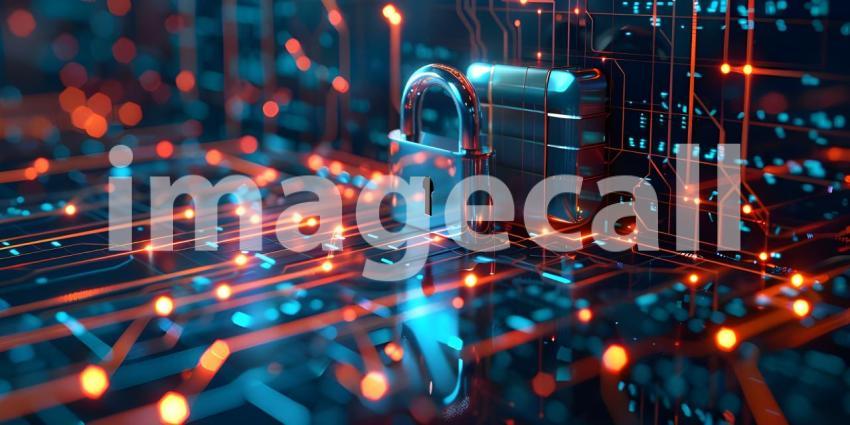 Digital Fortress: A Cyber Security Concept with a Padlock Symbol on a Circuit Board