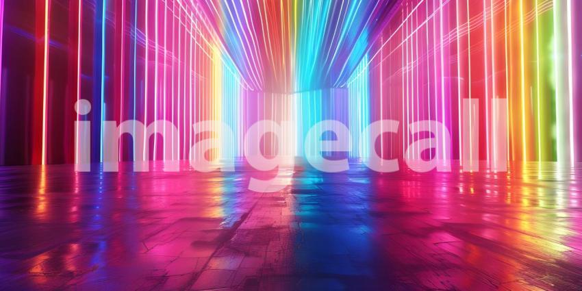 Neon Dreams: A Futuristic Corridor Illuminated by Vibrant Lights