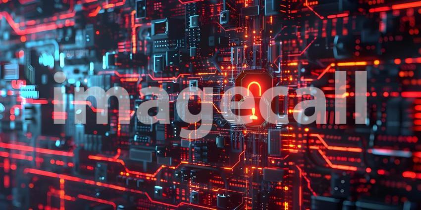 Digital Fortress: A Cyber Security Concept with a Padlock Symbol on a Circuit Board