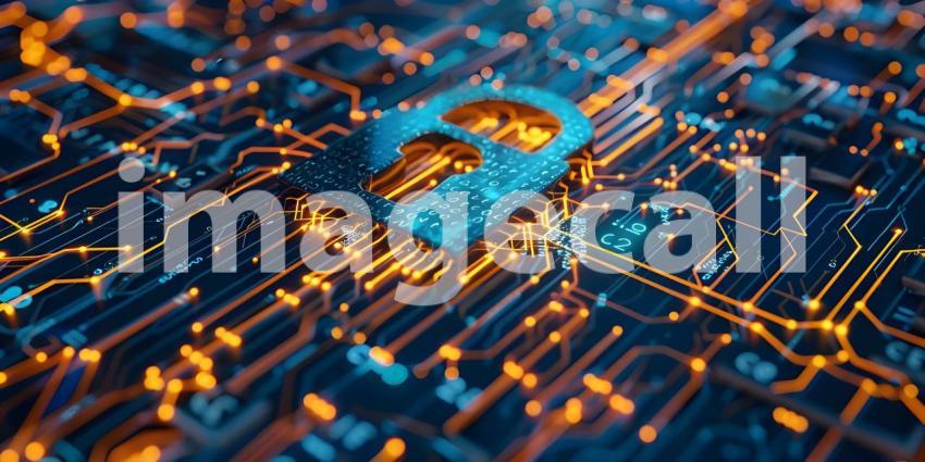 Digital Fortress: A Cyber Security Concept with a Padlock Symbol on a Circuit Board