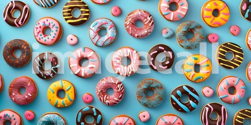 A Sweet Symphony: A Colorful Arrangement of Glazed and Decorated Donuts