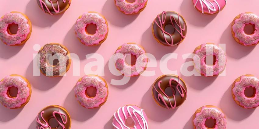 A Sweet Symphony: A Colorful Arrangement of Glazed and Decorated Donuts