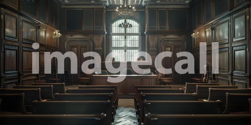 The Seat of Justice: A Grand Courtroom with Rich Woodwork and a Sense of Authority