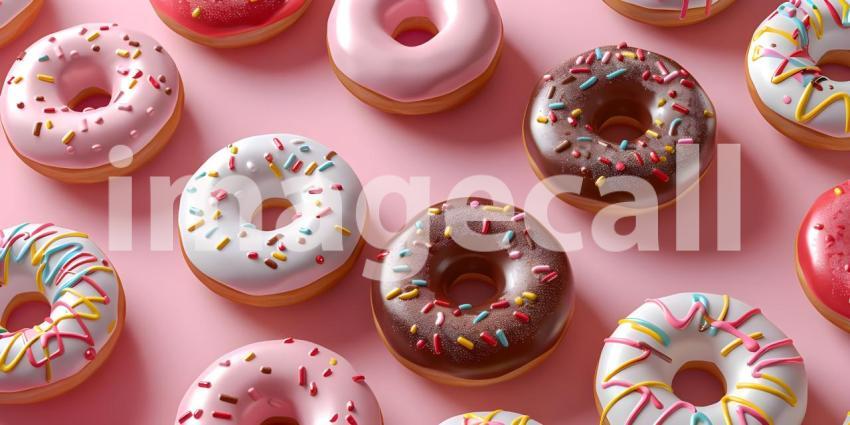 A Sweet Symphony: A Colorful Arrangement of Glazed and Decorated Donuts