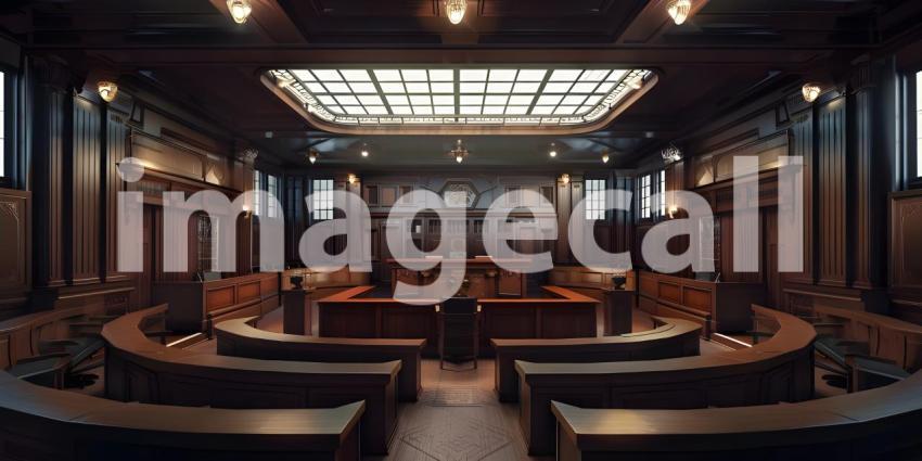 The Seat of Justice: A Grand Courtroom with Rich Woodwork and a Sense of Authority