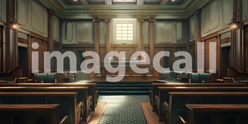 The Seat of Justice: A Grand Courtroom with Rich Woodwork and a Sense of Authority