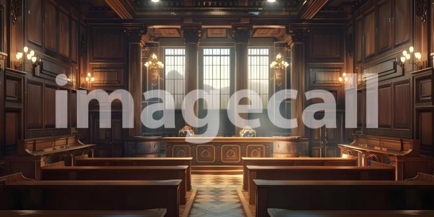The Seat of Justice: A Grand Courtroom with Rich Woodwork and a Sense of Authority