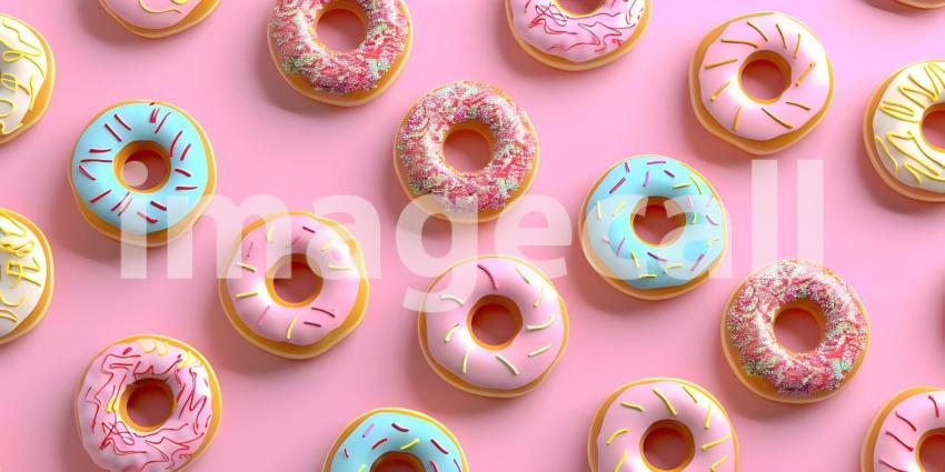 A Sweet Symphony: A Colorful Arrangement of Glazed and Decorated Donuts