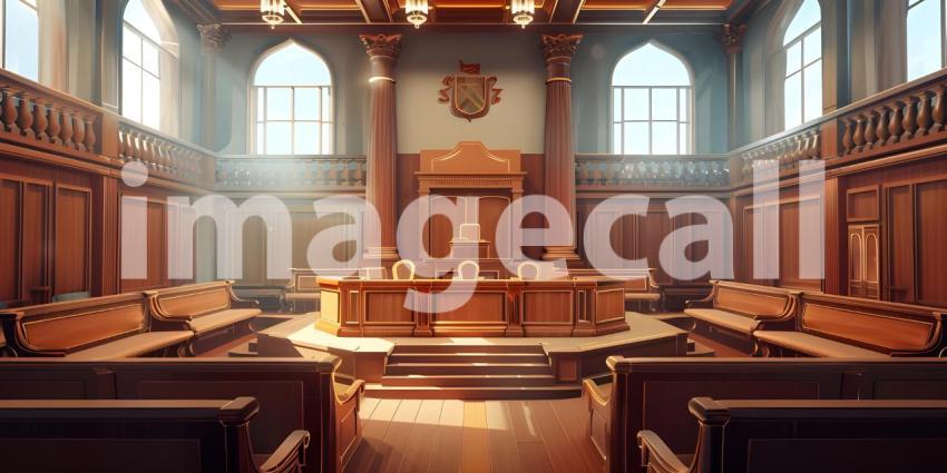 The Seat of Justice: A Grand Courtroom with Rich Woodwork and a Sense of Authority