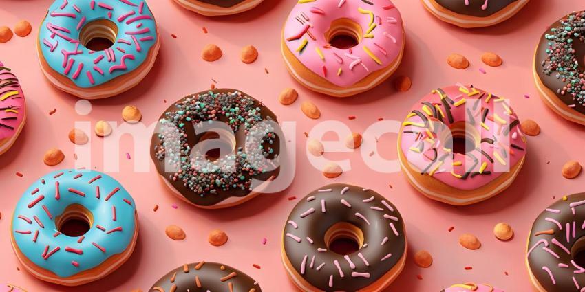 A Sweet Symphony: A Colorful Arrangement of Glazed and Decorated Donuts