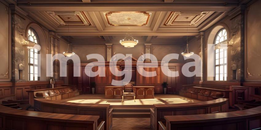 The Seat of Justice: A Grand Courtroom with Rich Woodwork and a Sense of Authority