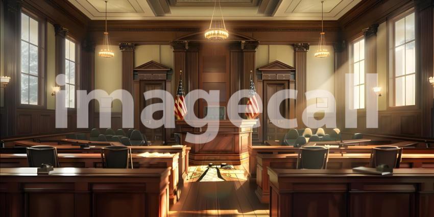 The Seat of Justice: A Grand Courtroom with Rich Woodwork and a Sense of Authority