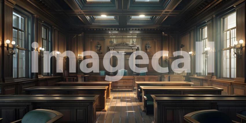 The Seat of Justice: A Grand Courtroom with Rich Woodwork and a Sense of Authority