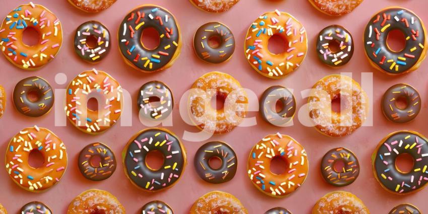 A Sweet Symphony: A Colorful Arrangement of Glazed and Decorated Donuts