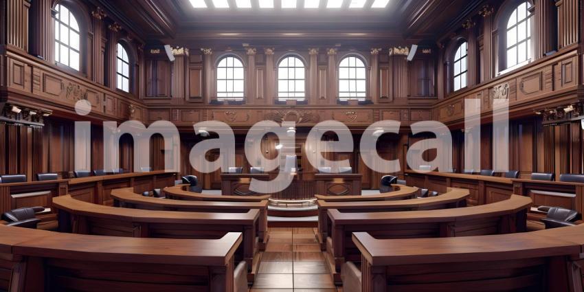 The Seat of Justice: A Grand Courtroom with Rich Woodwork and a Sense of Authority