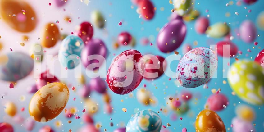A Festive Flourish: A Colorful Explosion of Decorated Easter Eggs