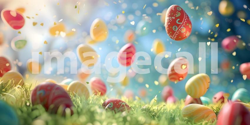 A Festive Flourish: A Colorful Explosion of Decorated Easter Eggs