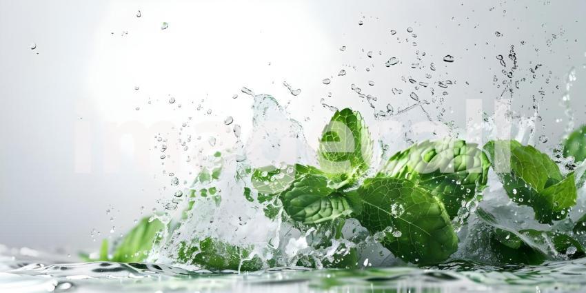 Refreshing Mint Splash: A Burst of Water and Freshness
