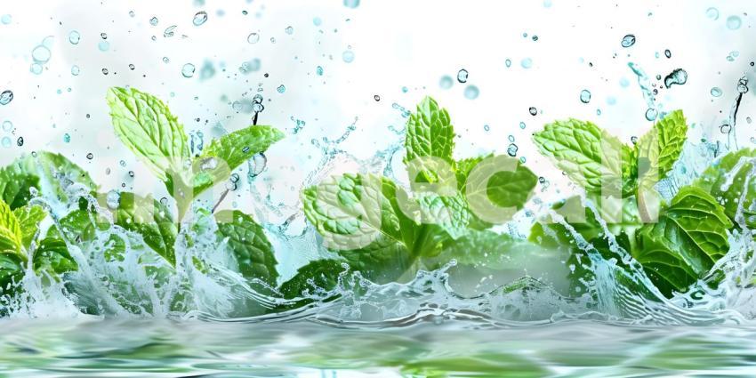 Refreshing Mint Splash: A Burst of Water and Freshness