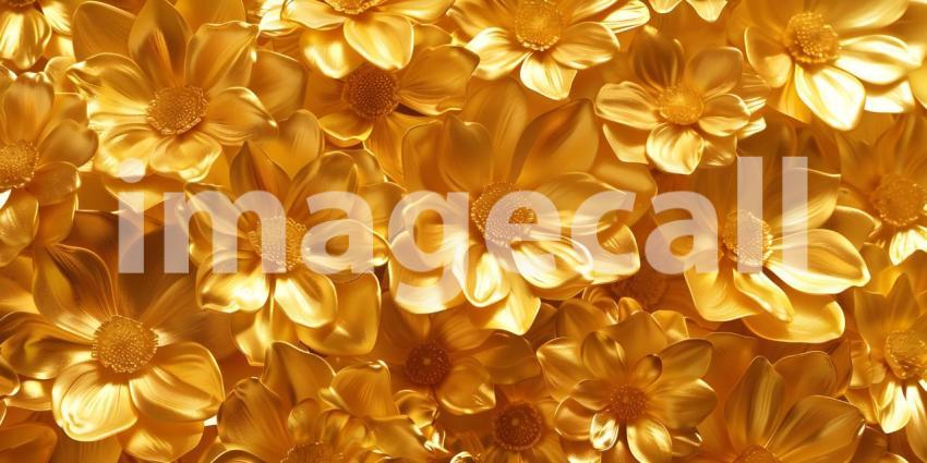 Golden Floral Radiance: A Luxurious Display of Shimmering Blooms