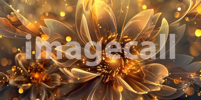 Golden Floral Radiance: A Luxurious Display of Shimmering Blooms