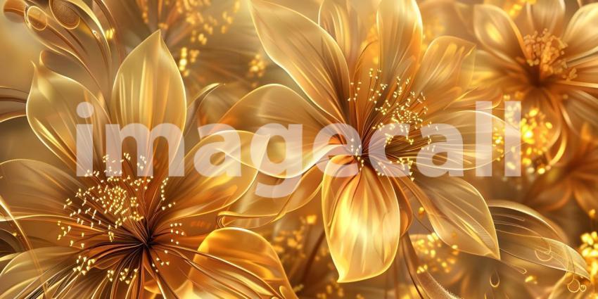 Golden Floral Radiance: A Luxurious Display of Shimmering Blooms